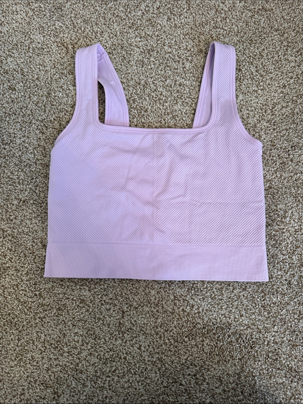 Light Lavender Ribbed Square-Neck Crop workout Tank